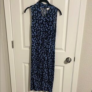 Lark & Ro Blue and Black Floral Midi Dress